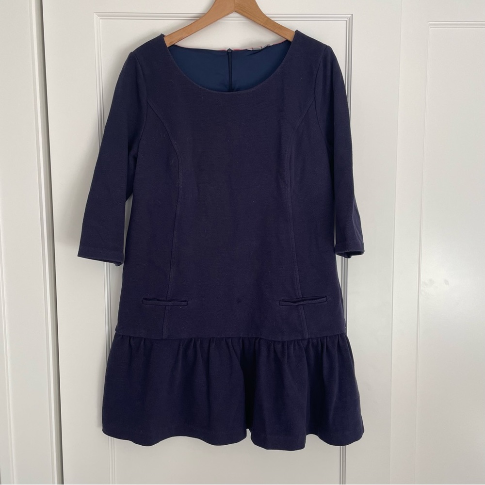 Boden Navy Blue Mini Dress Drop Waist Sz 14